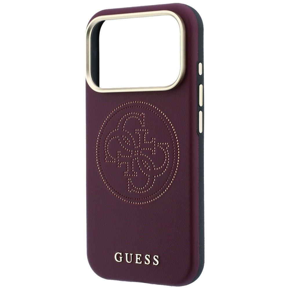 Husa de protectie Guess Leather Perforated 4G MagSafe compatibil cu iPhone 18 Pro / iPhone 17 Pro, Bordo