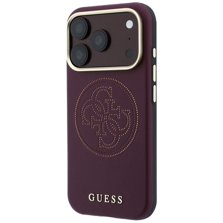 Husa de protectie Guess Leather Perforated 4G MagSafe compatibil cu iPhone 18 Pro / iPhone 17 Pro, Bordo