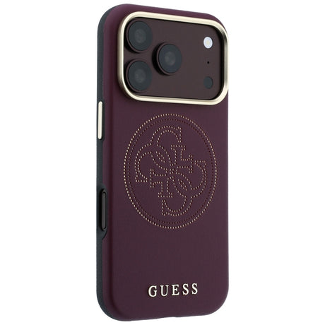 Husa de protectie Guess Leather Perforated 4G MagSafe compatibil cu iPhone 18 Pro / iPhone 17 Pro, Bordo