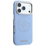 Husa de protectie Guess Leather Perforated 4G MagSafe compatibil cu iPhone 17 Pro Max / iPhone 18 Pro Max, Albastru