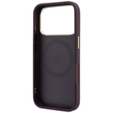 Husa de protectie Guess Leather Stripe Peony 4G MagSafe compatibil cu iPhone 17 Pro Max / iPhone 18 Pro Max, Bordo