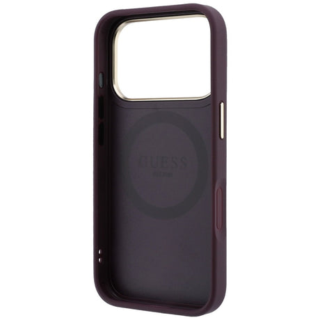 Husa de protectie Guess Leather Stripe Peony 4G MagSafe compatibil cu iPhone 17 Pro Max / iPhone 18 Pro Max, Bordo