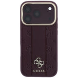 Husa de protectie Guess Leather Stripe Peony 4G MagSafe compatibil cu iPhone 17 Pro Max / iPhone 18 Pro Max, Bordo