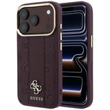 Husa de protectie Guess Leather Stripe Peony 4G MagSafe compatibil cu iPhone 17 Pro Max / iPhone 18 Pro Max, Bordo