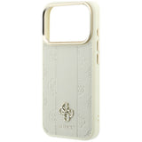 Husa de protectie Guess Leather Stripe Peony 4G MagSafe compatibil cu iPhone 18 Pro / iPhone 17 Pro, Bej