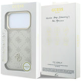 Husa de protectie Guess Leather Stripe Peony 4G compatibil cu iPhone 17 Pro Max / iPhone 18 Pro Max, Bej