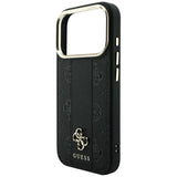 Husa de protectie Guess Leather Stripe Peony 4G compatibil cu iPhone 18 Pro Max / iPhone 17 Pro Max, Negru