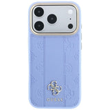 Husa de protectie Guess Leather Stripe Peony 4G compatibil cu iPhone 18 Pro / iPhone 17 Pro, Albastru