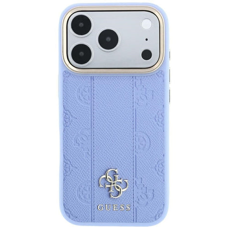 Husa de protectie Guess Leather Stripe Peony 4G compatibil cu iPhone 18 Pro / iPhone 17 Pro, Albastru