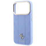 Husa de protectie Guess Leather Stripe Peony 4G compatibil cu iPhone 18 Pro / iPhone 17 Pro, Albastru