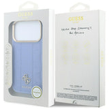 Husa de protectie Guess Leather Stripe Peony 4G compatibil cu iPhone 17 Pro Max / iPhone 18 Pro Max, Albastru