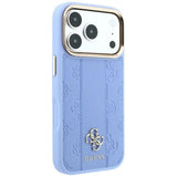 Husa de protectie Guess Leather Stripe Peony 4G compatibil cu iPhone 17 Pro Max / iPhone 18 Pro Max, Albastru