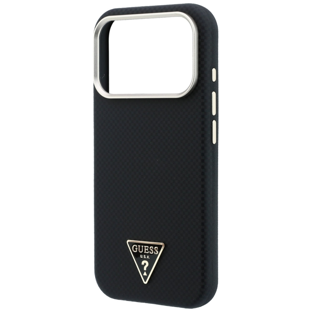 Husa de protectie Guess Kevlar Triangle Logo compatibil cu iPhone 18 Pro / iPhone 17 Pro, Negru