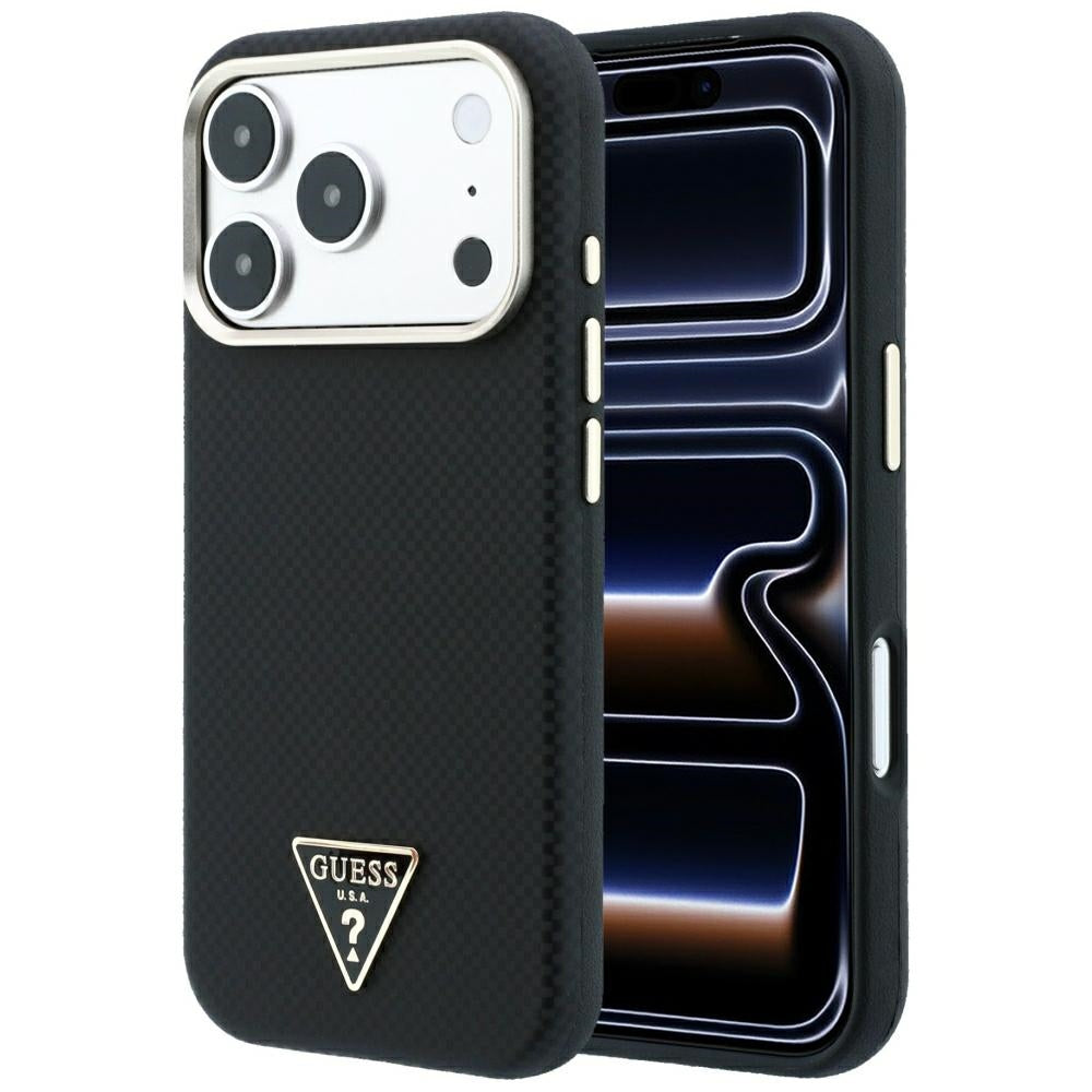 Husa de protectie Guess Kevlar Triangle Logo compatibil cu iPhone 18 Pro / iPhone 17 Pro, Negru