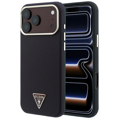 Husa de protectie Guess Kevlar Triangle Logo compatibil cu iPhone 18 Pro / iPhone 17 Pro, Bordo