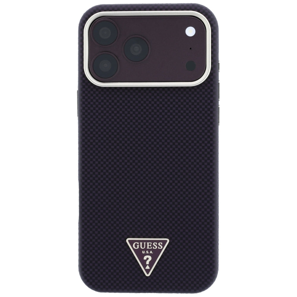 Husa de protectie Guess Kevlar Triangle Logo compatibil cu iPhone 18 Pro Max / iPhone 17 Pro Max, Bordo