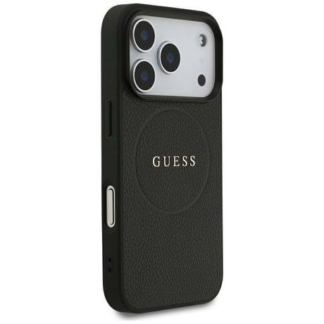 Husa pentru iPhone 18 Pro / iPhone 17 Pro - Guess Grained Gold Ring MagSafe (GUHMP18LPGHSMMK) - Black