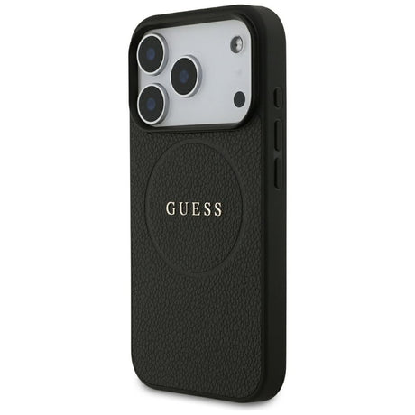 Husa pentru iPhone 18 Pro / iPhone 17 Pro - Guess Grained Gold Ring MagSafe (GUHMP18LPGHSMMK) - Black