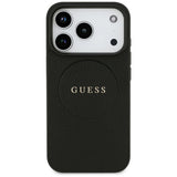 Husa pentru iPhone 18 Pro / iPhone 17 Pro - Guess Grained Gold Ring MagSafe (GUHMP18LPGHSMMK) - Black
