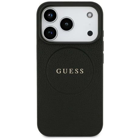 Husa pentru iPhone 18 Pro / iPhone 17 Pro - Guess Grained Gold Ring MagSafe (GUHMP18LPGHSMMK) - Black