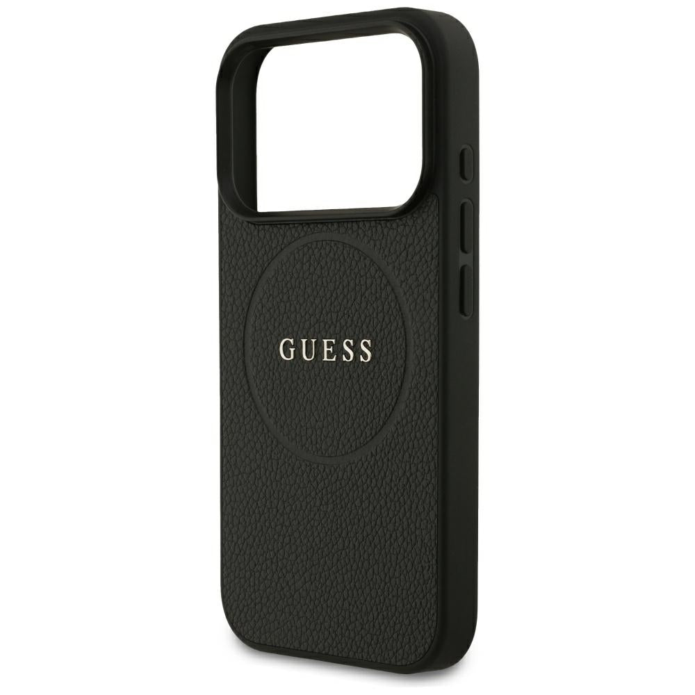 Husa pentru iPhone 18 Pro Max / iPhone 17 Pro Max - Guess Grained Gold Ring MagSafe (GUHMP18XPGHSMMK) - Black
