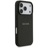 Husa pentru iPhone 18 Pro Max / iPhone 17 Pro Max - Guess Grained Gold Ring MagSafe (GUHMP18XPGHSMMK) - Black