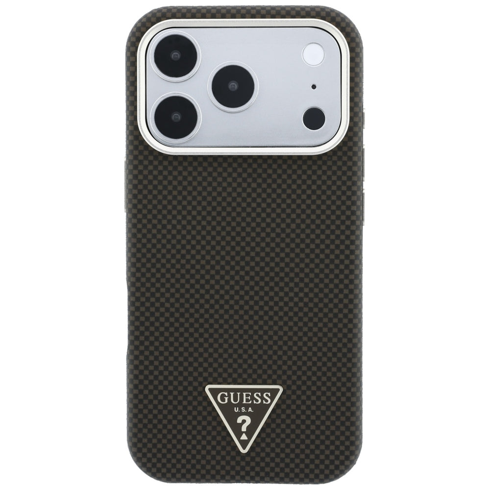 Husa de protectie Guess Kevlar Triangle Logo compatibil cu iPhone 18 Pro / iPhone 17 Pro, Maro