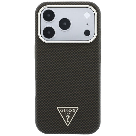 Husa de protectie Guess Kevlar Triangle Logo compatibil cu iPhone 18 Pro / iPhone 17 Pro, Maro
