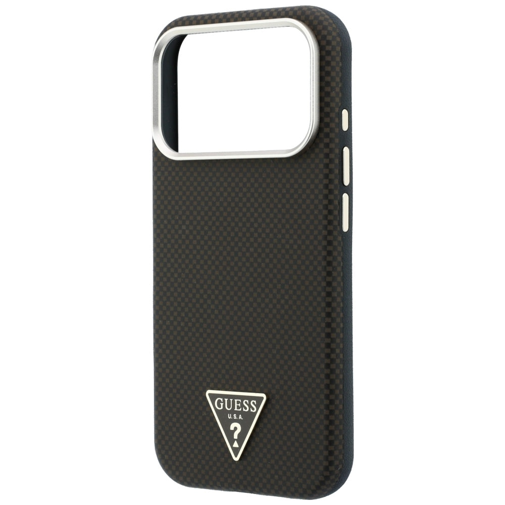 Husa de protectie Guess Kevlar Triangle Logo compatibil cu iPhone 18 Pro Max / iPhone 17 Pro Max, Maro