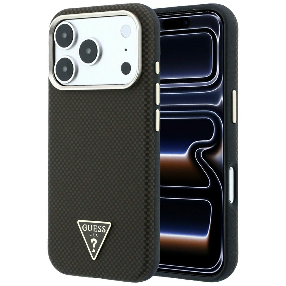 Husa de protectie Guess Kevlar Triangle Logo compatibil cu iPhone 18 Pro Max / iPhone 17 Pro Max, Maro