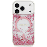 Husa de protectie Guess Resin Bottom Glitter MagSafe compatibil cu iPhone 18 Pro Max / iPhone 17 Pro Max, Roz