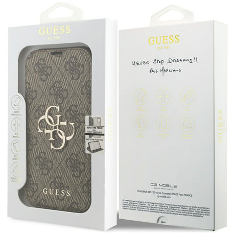 Husa de protectie Guess Book 4G compatibil cu iPhone 18 Pro Max / iPhone 17 Pro Max, Maro