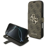 Husa de protectie Guess Book 4G compatibil cu iPhone 18 Pro Max / iPhone 17 Pro Max, Maro