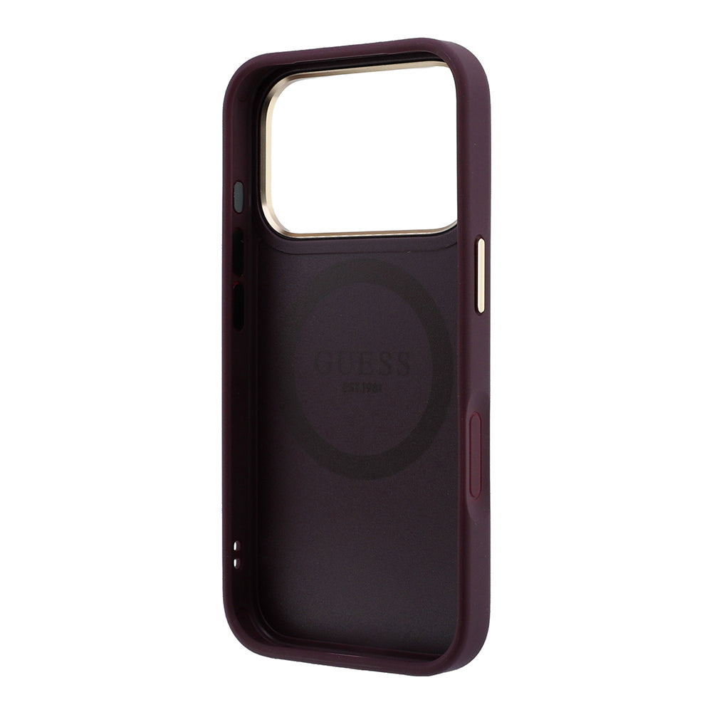 Husa de protectie Guess Peony 4G compatibil cu iPhone 18 Pro / iPhone 17 Pro, Bordo