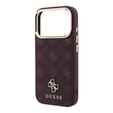 Husa de protectie Guess Peony 4G compatibil cu iPhone 18 Pro / iPhone 17 Pro, Bordo