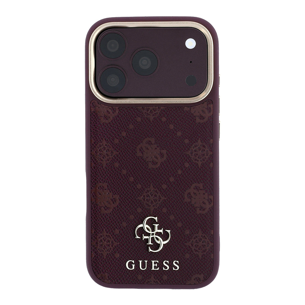 Husa de protectie Guess Peony 4G compatibil cu iPhone 18 Pro / iPhone 17 Pro, Bordo