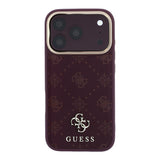 Husa de protectie Guess Peony 4G compatibil cu iPhone 18 Pro / iPhone 17 Pro, Bordo