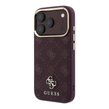 Husa de protectie Guess Peony 4G compatibil cu iPhone 18 Pro / iPhone 17 Pro, Bordo