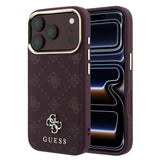 Husa de protectie Guess Peony 4G compatibil cu iPhone 18 Pro / iPhone 17 Pro, Bordo