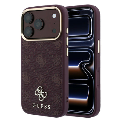 Husa de protectie Guess Peony 4G compatibil cu iPhone 18 Pro / iPhone 17 Pro, Bordo