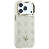 Husa de protectie Guess Peony 4G compatibil cu iPhone 18 Pro / iPhone 17 Pro, Bej