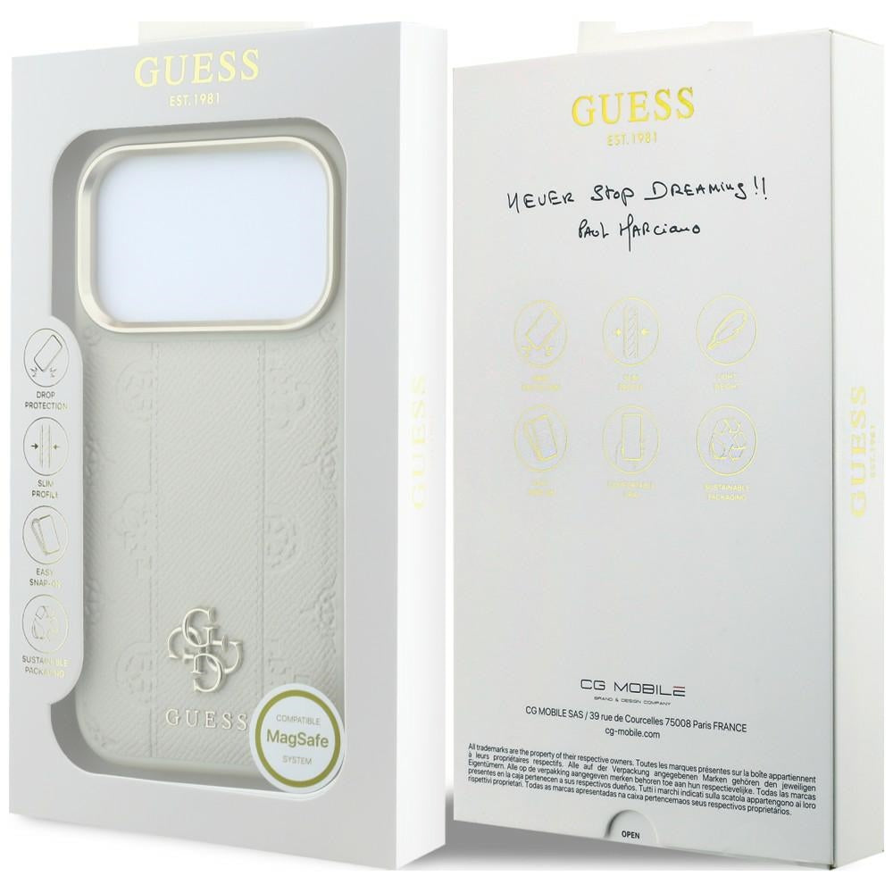 Husa de protectie Guess Peony 4G compatibil cu iPhone 18 Pro / iPhone 17 Pro, Bej