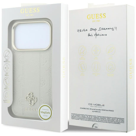 Husa de protectie Guess Peony 4G compatibil cu iPhone 18 Pro / iPhone 17 Pro, Bej