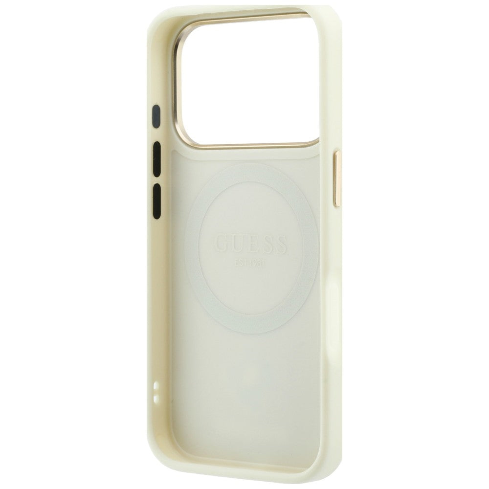 Husa de protectie Guess Peony 4G compatibil cu iPhone 17 Pro Max / iPhone 18 Pro Max, Bej