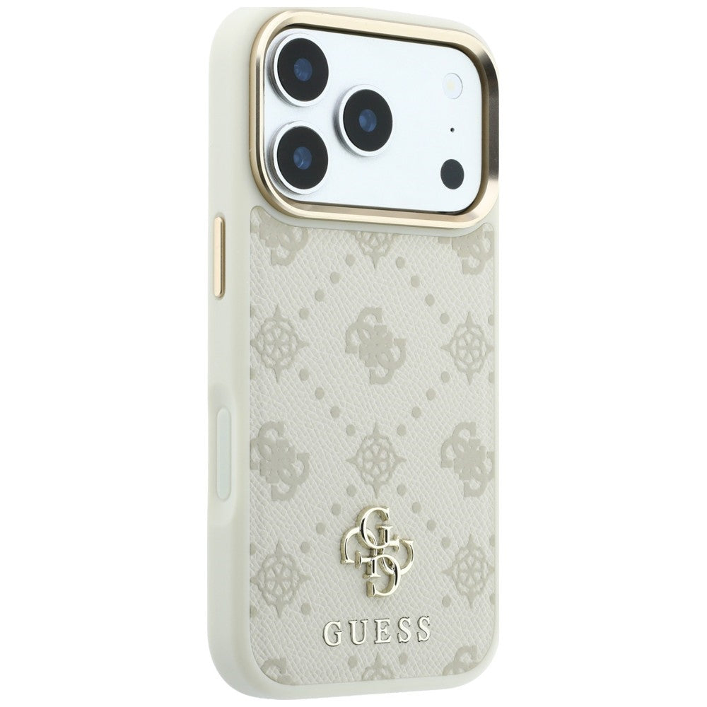 Husa de protectie Guess Peony 4G compatibil cu iPhone 17 Pro Max / iPhone 18 Pro Max, Bej