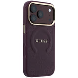 Husa de protectie Guess Saffiano Peony & Ring compatibil cu iPhone 18 Pro / iPhone 17 Pro, Bordo
