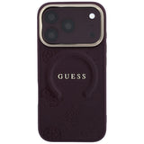 Husa de protectie Guess Saffiano Peony & Ring compatibil cu iPhone 18 Pro / iPhone 17 Pro, Bordo