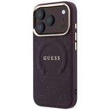 Husa de protectie Guess Saffiano Peony & Ring compatibil cu iPhone 18 Pro / iPhone 17 Pro, Bordo