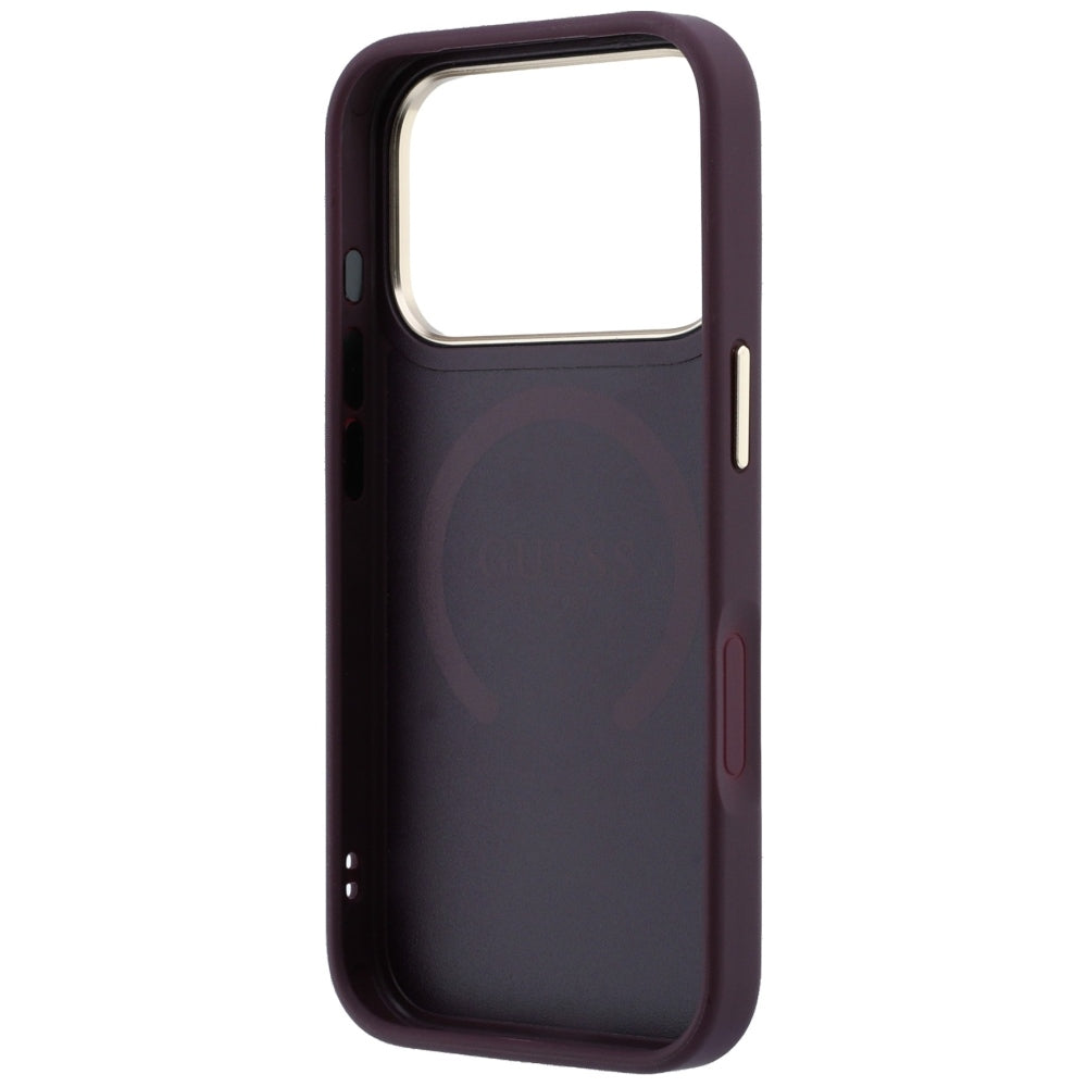 Husa de protectie Guess Saffiano Peony & Ring compatibil cu iPhone 18 Pro Max / iPhone 17 Pro Max, Bordo