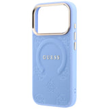 Husa de protectie Guess Saffiano Peony & Ring compatibil cu iPhone 18 Pro / iPhone 17 Pro, Albastru